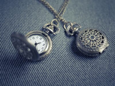 Silver Pendant With Hidden Clock