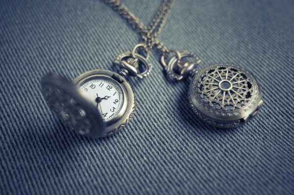 Silver Pendant With Hidden Clock