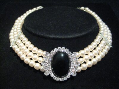 Diamond Necklace With Gemstone Studs