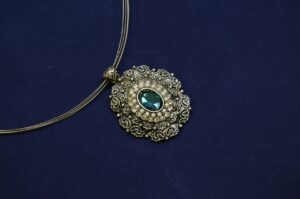 Diamond Pendant With Emerald Stud