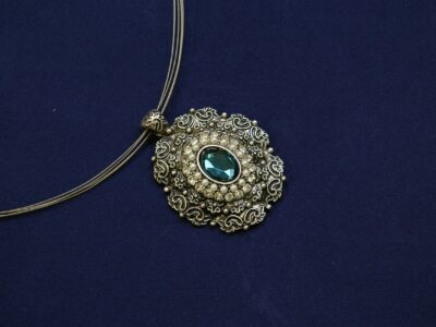 Diamond Pendant With Emerald Stud