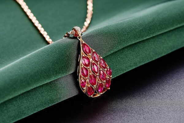 Gold Pendant With Ruby Studs