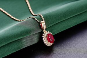 Gold Pendant With Ruby And Diamond Grace