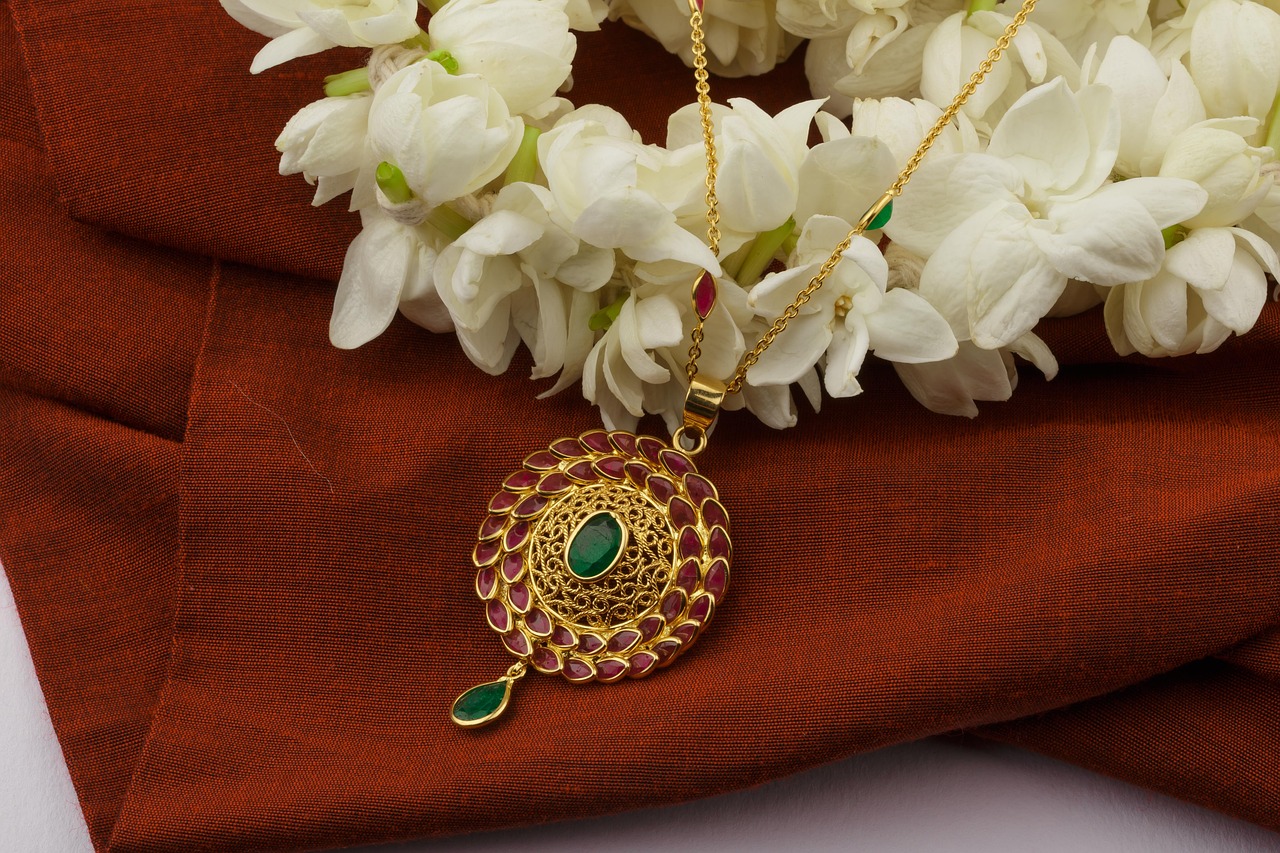 Diamond Pendant With Emerald Stud